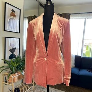 INC International Concepts Blush Pink Velvet Blazer Suit Jacket